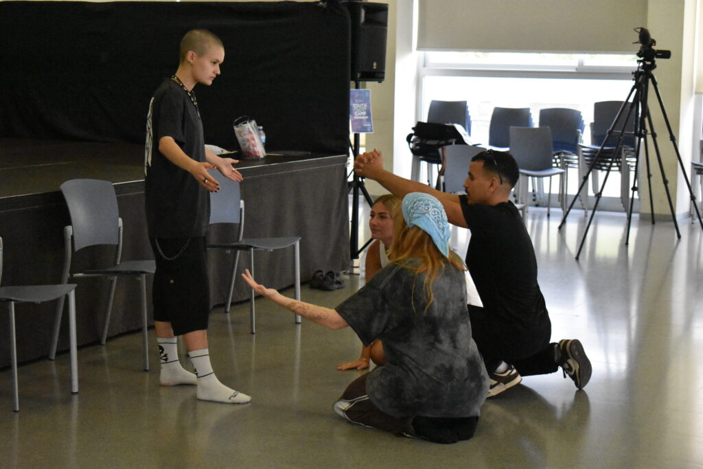 A snapshot from the youth camp where they were practicing their performances.